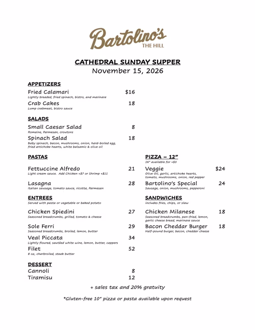 Sunday Supper Nov 15 Menu 